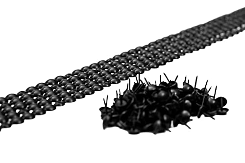 5 bandes de clous tapissier + 90 clous - Lentille Fer - Noir - Ø11mm - Clous tapissier en bande