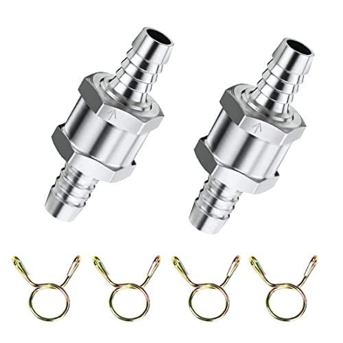 Válvula Retención Combustible, Aluminio Aleación Válvula Antirretorno, Válvula Antirretorno de Retorno de Combustible, con Clip de Resorte, para Gasolina Diesel Oil Carburador, 12mm, 2 Piezas