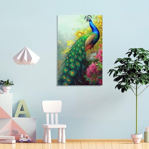 Tableau paon murale image sur toile cadeau idéal crémaillère