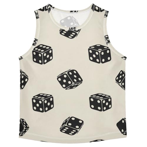 J JOYSAY Cartoon Dice Beige Boys Tank Top Sleeveless Muscle Shirts Quick Dry Sport Workout Active Kids T-Shirts 3-15T