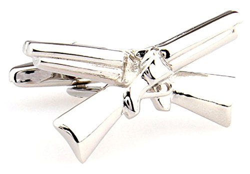 MRCUFF Rifles Crossed Shotguns Bullet Army Police Pair Cufflinks in a Presentation Gift Box & Polishing Cloth