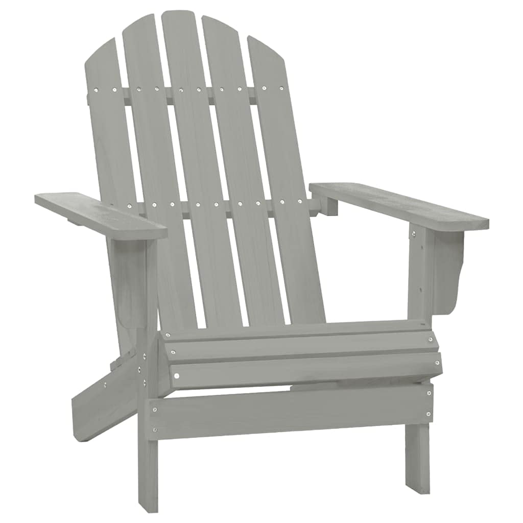 Set Sedia Adirondack con Ottomana e Tavolo da Giardino Grigio | Struttura ergonomica in abete massello grigio con poggiapiedi e tavolino per relax outdoor in giardino o terrazzo.
