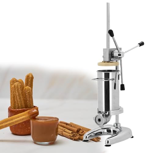 GESAIDES Máquina Manual para Hacer Churros, Churrera Comercial de Acero Inoxidable con 5 Boquillas, Resistente, para Uso Comercial o Doméstico.,3L