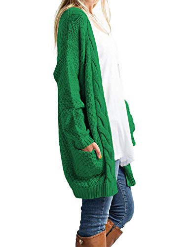 Traleubie Women'S Loose Casual Long Sleeved Open Front Breathable Cardigans Sweater With Pocket G-Green S thumb #1