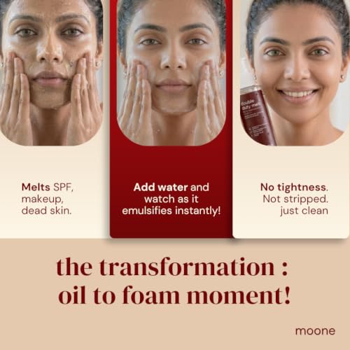 Image of Moone Double Duty Melt - Oil to Foam Double Cleanser for Dry Skin | Removes SPF, Pollution & Sebum Build-Up | Helps Better Skincare Absorption | Hydrating Face Cleanser - 120 ML