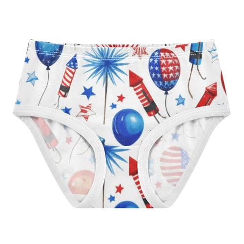 Toddler Girls Underwear 2t Cotton Little Girl Panties Personalized Briefs Kids Undies Independence Day White