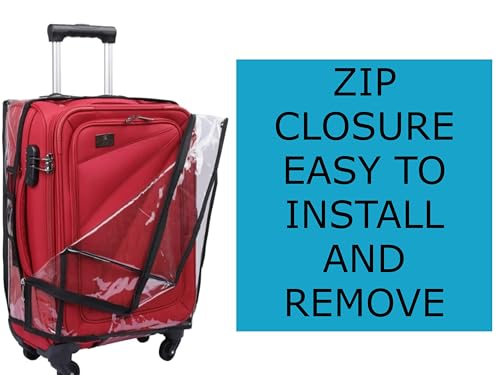 Image of Fabam Transparent Suitcase Cover for Soft /Nylon Material Trolley Luggage Bags | Rain-Dustproof Anti-Scratch PVC Proctector with Zip for 24 inch inch (Pack of 1) ONLY Cover Suitcase NOT Included