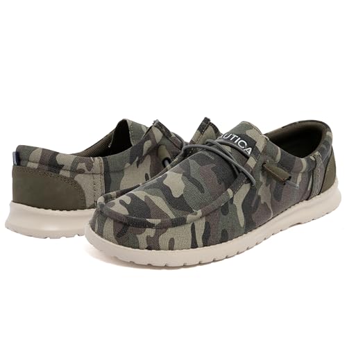 Image of Nautica Men's Comfort Loafers, Slip-On Boat Shoe, Lightweight Casual Stretch Sneaker-Rushford