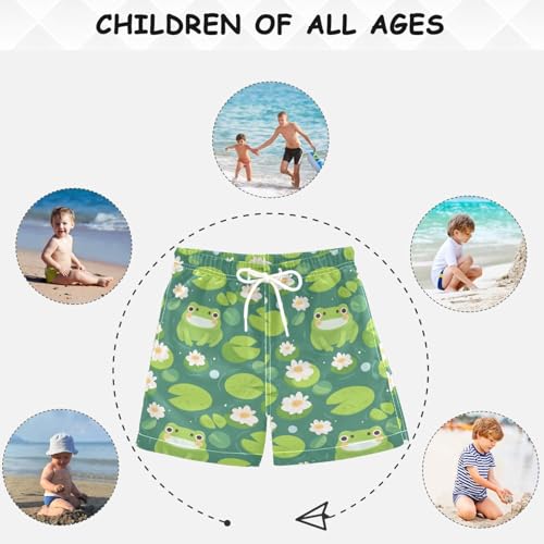 visesunny Summer Boy's Beach Shorts Pond Flower Frog Pattern Quick Dry Swim Trunks Baby Boy Bathing Suit4