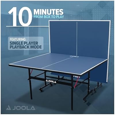 JOOLA Inside Professional MDF Indoor Ping Pong Table with Quick Clamp Table Tennis Net and Post Set - 10 Minute Easy Assembly - Tournament Quality - Foldable with Single Player Playback Mode