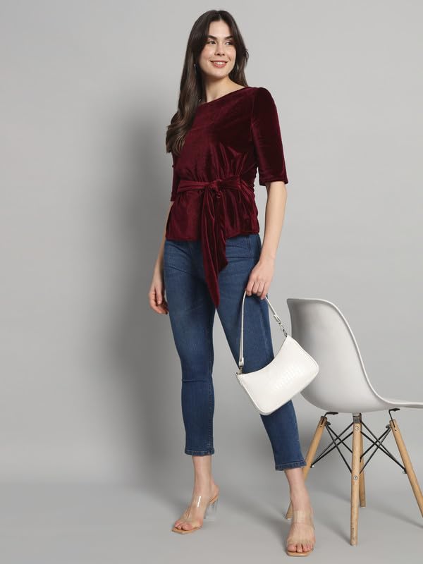 Image of Vaararo Women Dress Shirt, Velvet, Regular Fit
