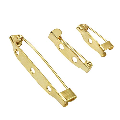 Partstock 150PCS Metal Bar Pins Brooch Back Pin Safety Clasp for Name Tags Jewelry Making DIY Crafts Accessories 1.5/2/2.5cm (Gold)