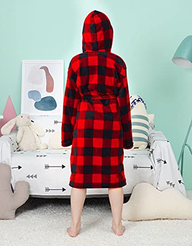 Arctic Paw Kids Girls Children Soft Hooded Bath Cover Up,Red Black Plaid,Xl(Ages 10-12) #TOP3
