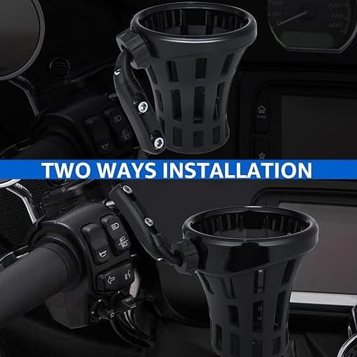 Porte-gobelet Moto Universel Otilli - Adaptable 22/25/32mm - Pour Harley, Honda, Yamaha - Noir