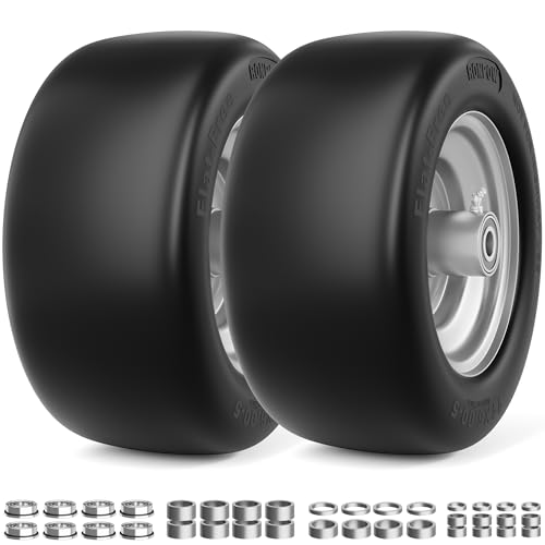 RONPOW 11x6.00-5 Flat Free Lawn Mower Tire and Wheel 11x6x5 Solid Front Tires for Zero Turn Mower 400Lbs Load 3/4 5/8 and 1/2 Bearings 5.31-7.71 Hub for Residential Commercial 2Pack Gray