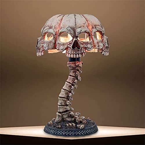tjz Lampe TêTe De Mort, Lampe De Table TêTe De Mort Gothique 3D, Halloween USB RéSine Squelette LumièRes TêTe De Mort Statue Halloween Cadeau d'horreur, Lampe De Table Gothique avec TêTe Cover