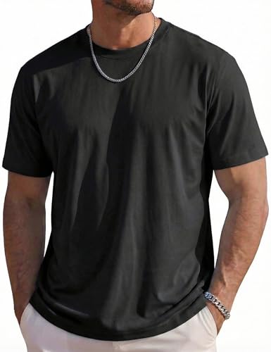 TACVASEN Men's T-Shirt Cotton Short Sleeve UV Shirts UPF 50+ Quick Dry Swim Tops Lightweight Plain Tshirts Gym Running Black XL