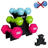 3 Tier Dumbbell Rack with Anti-Slip Pads (Dumbbells Not Included) - Small Weight Rack for Home Gym Equipment - Home Gym Accessories Weight Storage Compact 3 Tier Stand 31x28x8.5cm 30kg Capacity
