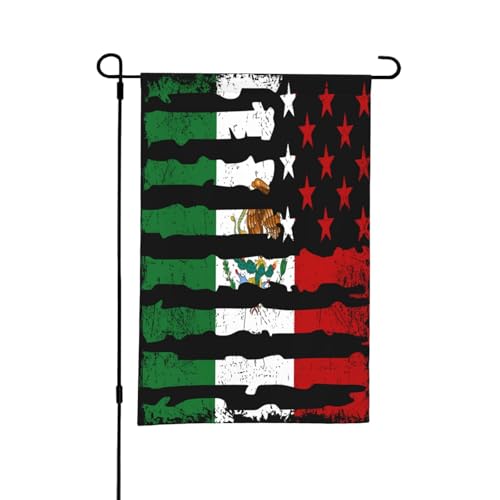 Mexican American Pride Usa Flag Mexico Roots Garden Flag Double Sided Small Flags For Yard Suitable For Outside Or Garden Patio Yard Decor 18x12in
