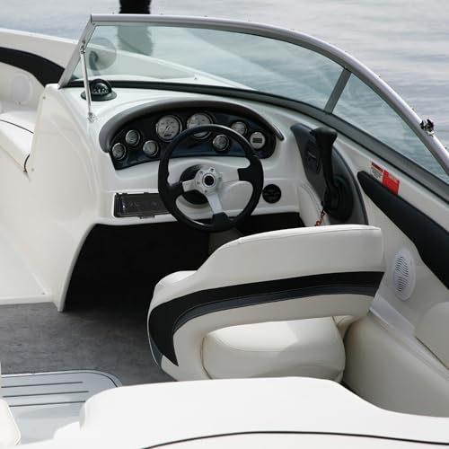 Image of Scosche ACM3W Universal Marine Radio Cover - Water Resistant Boat Dash Radio Protector Shield with One Touch Spring Loaded Flip-Up Door, Single DIN Marine Stereo Kit - Durable Boat Accessory - White