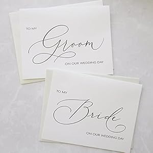 Set of 2 Wedding Day Cards with Shimmer Envelopes To My Bride on our Wedding Day Card To My Groom on our Wedding Day Card