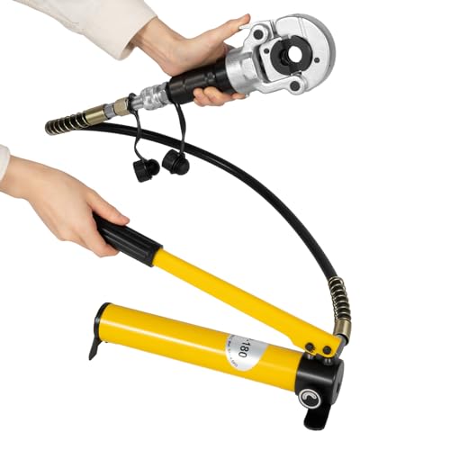 TONFEION Alicates de prensa hidráulica 6T, en forma de V 12-28 mm y forma de TH 16-32 mm, alicates de presión de tubo de cobre con cabezal giratorio de 360°, juego de herramientas de prensado manual V
