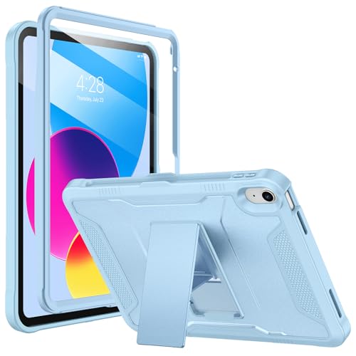 Soke Case for iPad (A16) 11th Generation 11-inch 2025, iPad 10th Generation 10.9-inch 2022, with Built-in Screen Protector and Kickstand, Rugged Full Body Protective Cover - Sky Blue