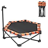 wowspeed Faltbares Fitness-Trampolin für Erwachsene, Rebounder-Trampolin mit 3 Stufen verstellbarem Griff, maximale Belastung 150 kg, Bungee-Rebounder, kleine Trampatte für Innen- und Außenbereich