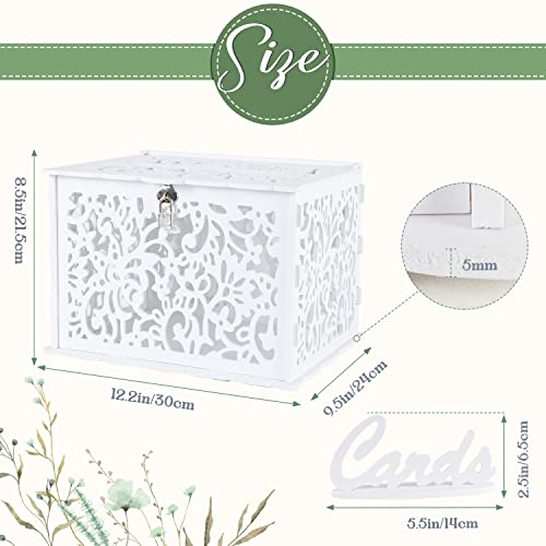 Image of OurWarm White Wedding Card Box with Lock, PVC Gift Card Box for Wedding Decorations for Reception, Money Gift Boxes for Party Reception Anniversary Bridal Baby Shower Decorations