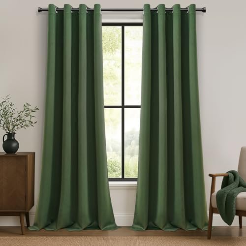 MRTREES Cortinas Dormitorio Juvenil Opacas 2 Piezas Verde Oliva 140X260 CM, Cortinas Salon Blackout Termicas Aislantes Frio y Calor Cortina Acustica con Ojales para Ventanas Comedor Habitacion