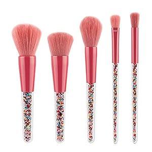 5PCS Set Brush Candy Beauty Tool Makeup Brush Handle Granule Transparent Brush Makeup Highlighter