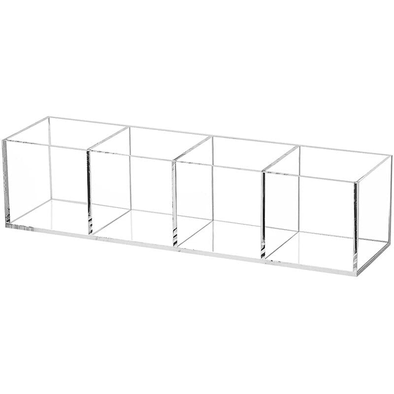 FANASSYY Bathroom Drawer Organizer Makeup Brush Organizer for Dresser Vanity Organizer Makeup Storage Clear Acrylic Storage Stationery Organizer Pen Holder Pencil Holder (4 Compartments Long) (B09SGFQGVR) Amazon Price History, Amazon Price Tracker