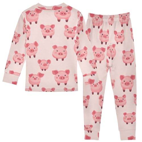 Pajama Sets Long Sleeve Pig Pattern Print Design Soft Comfy Sleepwear 2 Piece PJS 3-8T3