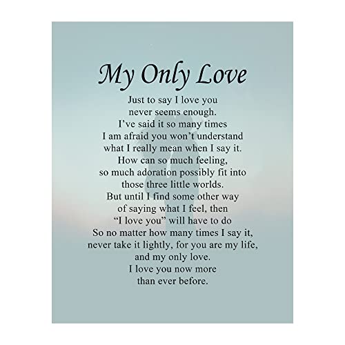 My Only Love - Love Letter Wall Art, This Modern Design Couple Silhouette Wall Art Print Is Perfect For Home Decor, Bedroom Decor. Great Lasting Gift To Tell Them How You Feel. Unframed - 8 x 10