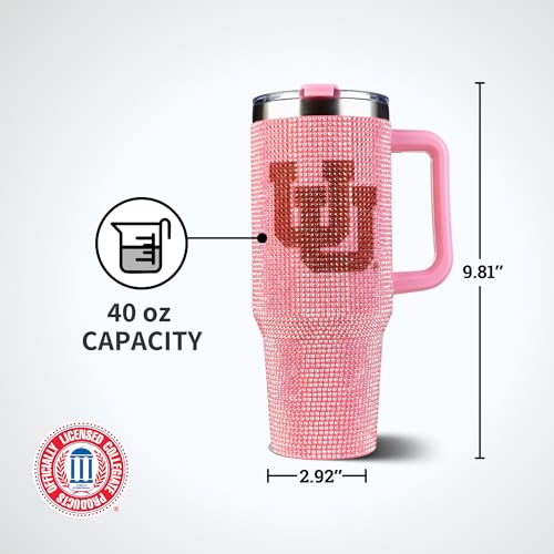 Image of The Memory Company Officially Licensed 40oz Pink Bling Game Day Tumbler, University of Utah