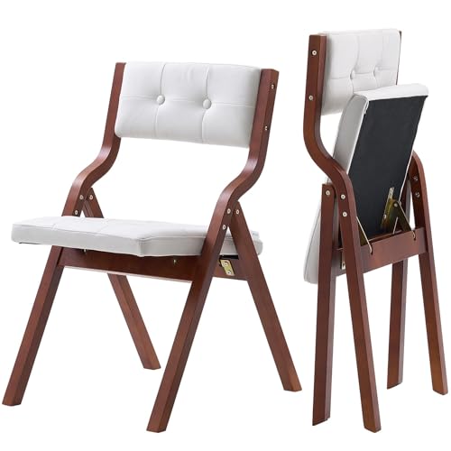 VEVOR Chaise Pliante en Bois avec Coussin, Lot de 2, Chaise de Salle à Manger Portable rembourrée Moderne avec Coussin d'assise Pliable, pour Cuisine,...
