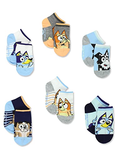 Image of Bluey Boys Toddler 6 Pack Gripper Quarter Socks