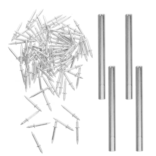 Zerodeko Clavos sin Costuras de Doble Cabeza para Zócalos, 200 Piezas con 4 Mangas para Fijación sin Orificios, Clavos Metálicos Resistentes para Colgar Decoración y Suministros de Uñas