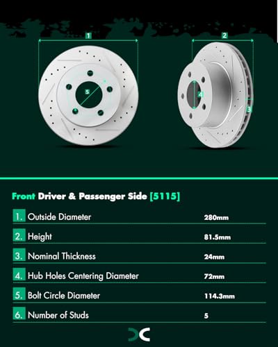 Image of SCITOO 120.67022,5115 Front Brake Rotors Fit 1990-1999 For Jeep Cherokee