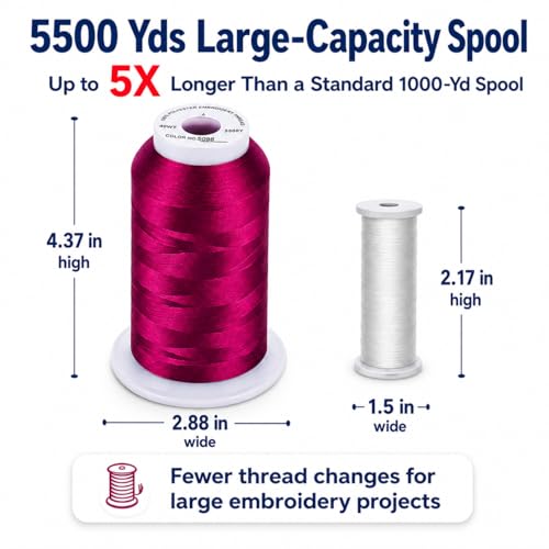 Image of Simthread 5000M 40WT Polyester Embroidery Thread, Peony S098 | 5000M 40WT polyester thread feeds smoothly for machine embroidery, monograms, logos, patches and quilting.