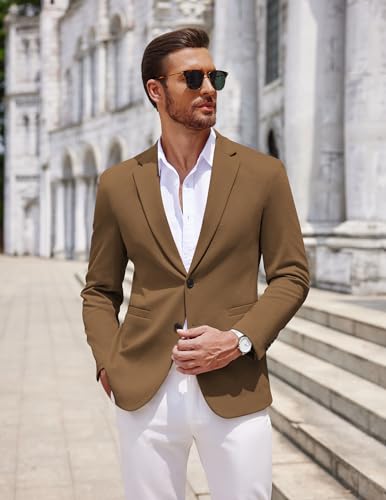 Image of COOFANDY Men's Casual Knit Blazer Two Button Lightweight Sport Coats Suit Jacket