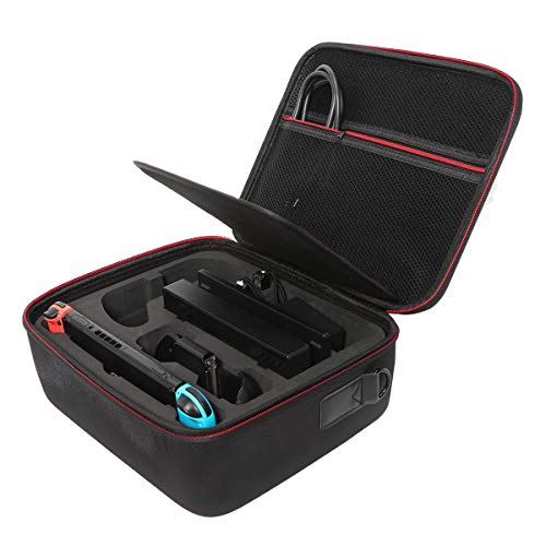 YSCPRO Carrying Case for Nintendo Switch, Protective Hard Shell Travel Game Case for Nintendo Switch Console Pro Controller and Accessories, Rubberized Handle and Shoulder Strap.