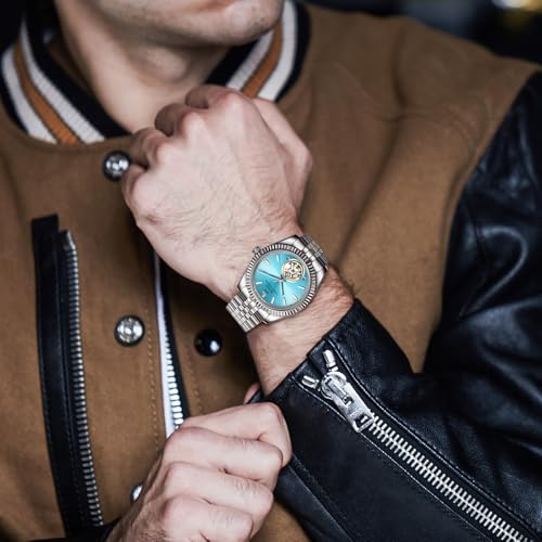 Image of BUREI Men's Classic Luxury Watch Stainless Steel Waterproof Machine Watch Fashion Double Watches Date Sapphire Crystal