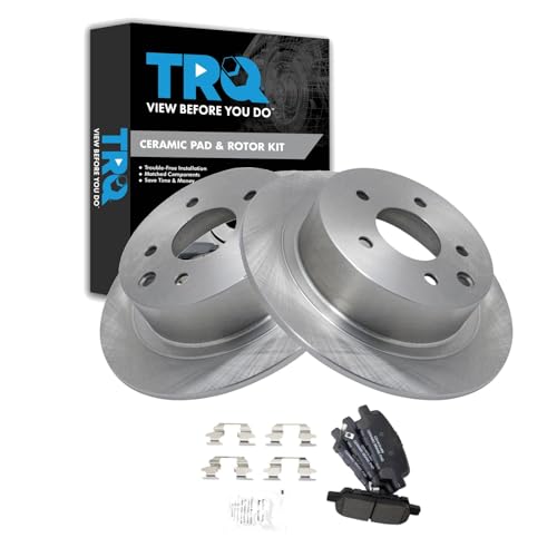 Image of TRQ Rear Brake Pad and Rotor Set Ceramic Compatible with 2002-2017 Nissan Altima 2011-2017 Juke 2004-2008 Maxima 2013-2017 Sentra