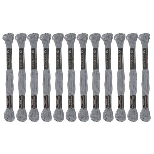 Image of HARFINGTON 12 Skeins Embroidery Floss 8.75yds(8m) Egyptian Long-Staple Cotton Cross Stitch Thread for Sewing DIY Bracelet Yarn String and Crafts, Dark Grey(6004)