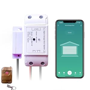 Zigbee Smart Garage Door Opener，Tuya Smart APP Garage Door Controller with RF433 Remoter, Compatible with Alexa, Google Assistant,Zigbee hub Required.
