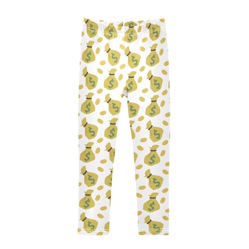 Money Bags Girls Leggings,Workout Leggings for Girls Toddler Athletic Leggings Size for 3-10T