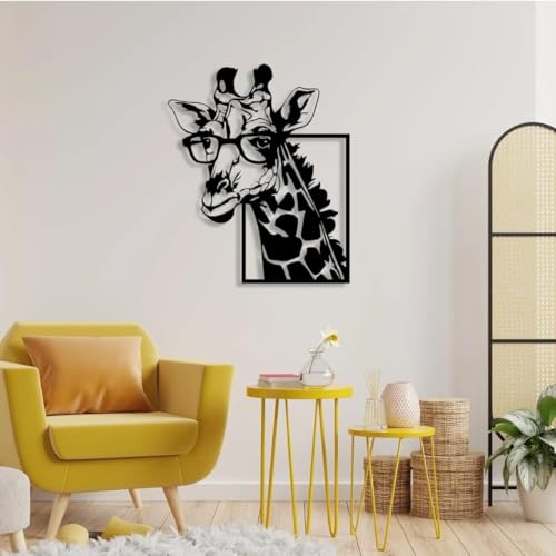Image of Saifix Giraffe Metal Wall Art | Tall Vertical Wall Hanging for Home & Cafe Decor | Elegant Laser Cut Steel Animal Artwork | Rust-Proof Matte Powder Coated Finish
