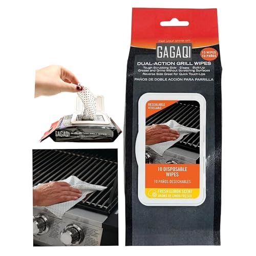 GAGAQI BBQ Dual Action Grill Tough Wipes,Grate and BBQ Disposable Wipes,Cleans and Absorbs Grease and Grime,Oil,Fat, and Dirt on Your Grill,Tools,Patio,Food-Safe,10 PCS Pack Giant Strength Wipes