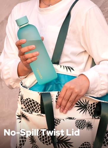 Image of Opard Slim Water Bottle 27oz, Dishwasher Safe Plastic Water Bottle BPA-Free, Leakproof Screw Top, Aqua Green, Reusable for Travel School Sport Gym Hiking
